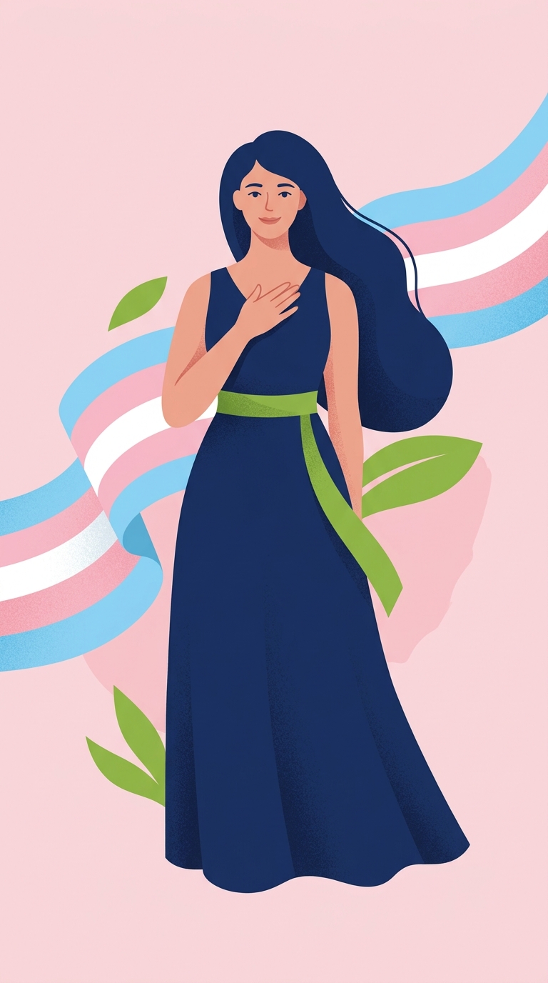 Illustration of a confident trans woman